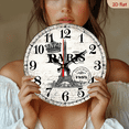 thumbnail image 2 of 2D Flat 1pc 10Inch Wooden&nbsp;Vintage Paris Eiffel Tower Wall Clock - Silent Mechanical Movement, Rustic Wooden Frame with Roman Numerals, Ideal for Living Room or Kitchen Decor, 2 of 7