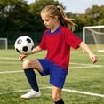 thumbnail image 5 of Atogsazn Kids Boys Football Training Set Childrens Athletic Jogger Outfit Short Sleeve Tee & Shorts Running Suit Summer Red 4-5 Years Fashion, 5 of 9