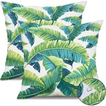 Outdoor Pillow Covers 18x18 Inch Set of 2 Green Leaves Decor Waterproof Throw Pillow Covers Farmhouse Outdoor Waterproof Pillow Covers Decor for Patio Funiture Garden Sofa Couch 6C