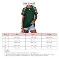 thumbnail image 4 of Mujer Cuello Redondo Top Manga Corta Empalme Tipo Suelto Camiseta Casual Para Ropa De Verano Verde Oscuro L, 4 of 5