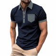thumbnail image 2 of pstuiky camisetas para hombre, Camisa de manga corta con botones y bolsillo para hombre, con cuello abatible y bloques de color ropa de hombre xxxl, 2 of 3