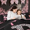 thumbnail image 4 of meiyoeat Leopard Print Letter P Full Size Bedding Sets for Girls Kids, Bow Initial Full Size Bed in a Bag for Bedroom, Pink, Black Reversible, 7pcs, 4 of 6