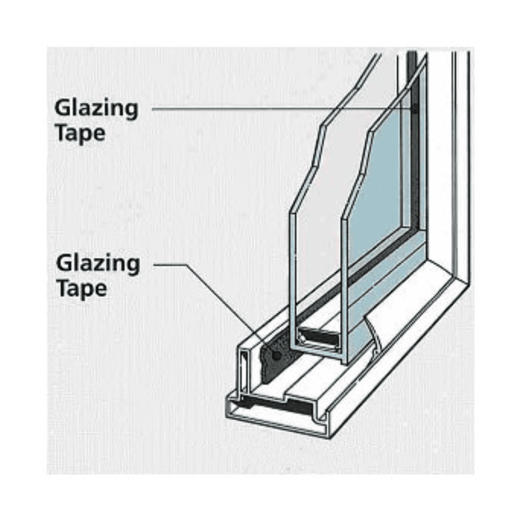JVCC Window Glazing Tape [Double-Sided, Closed Cell] (DC-WGT-01): 5/8 in. x 75 ft. x 1/8 in. thick (Black)