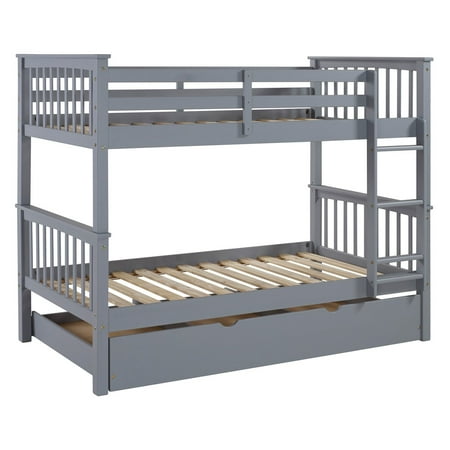 Walker Edison Solid Wood Twin Over Bunk Bed With Optional Trundle Walker Edison Solid Wood Twin Over Bunk Bed With Optional Trundle