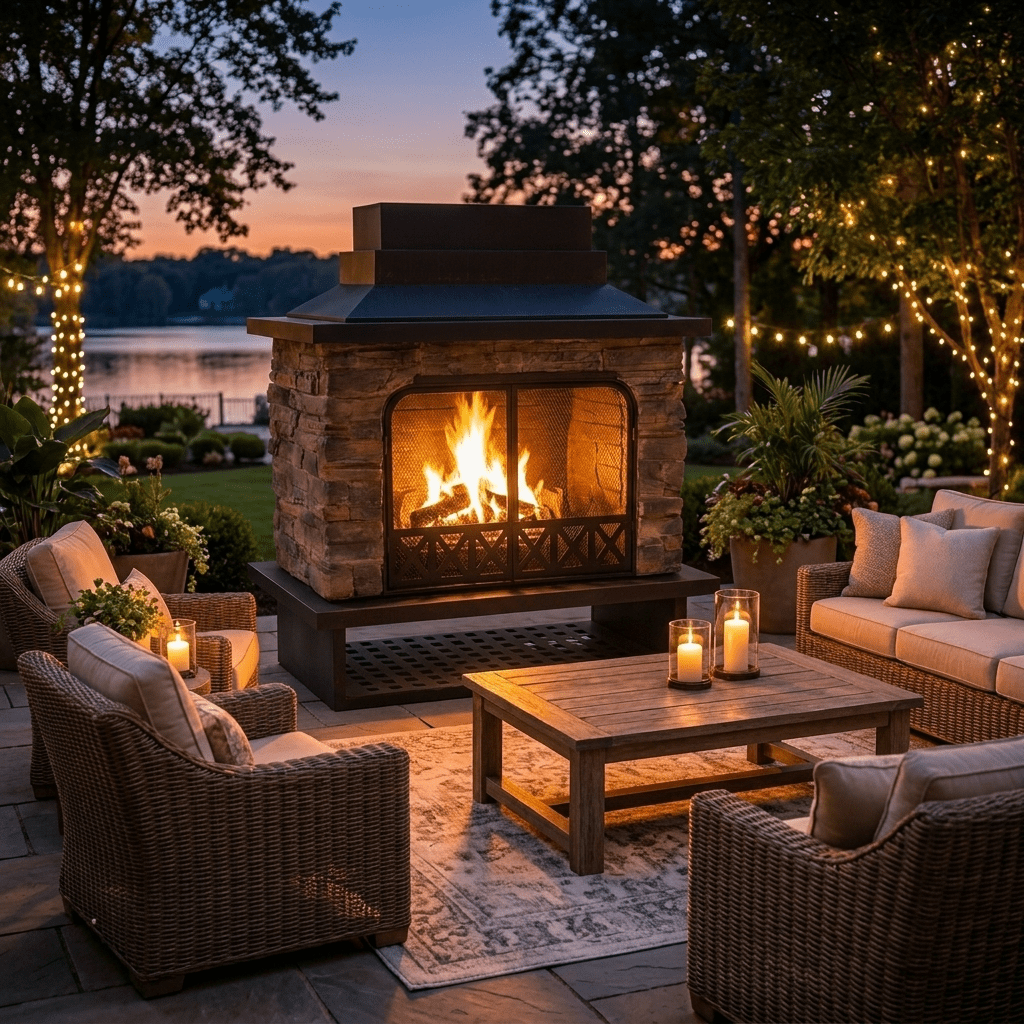Sunjoy, Outdoor 48 in. Steel Wood Burning Fireplace, Model RRK150