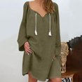 thumbnail image 2 of Vestido de mujer Vintage Casual Vestido con cuello en V Manga larga Suelto con flecos Midi Vestido Pompotops ghjkhdj17328, 2 of 8