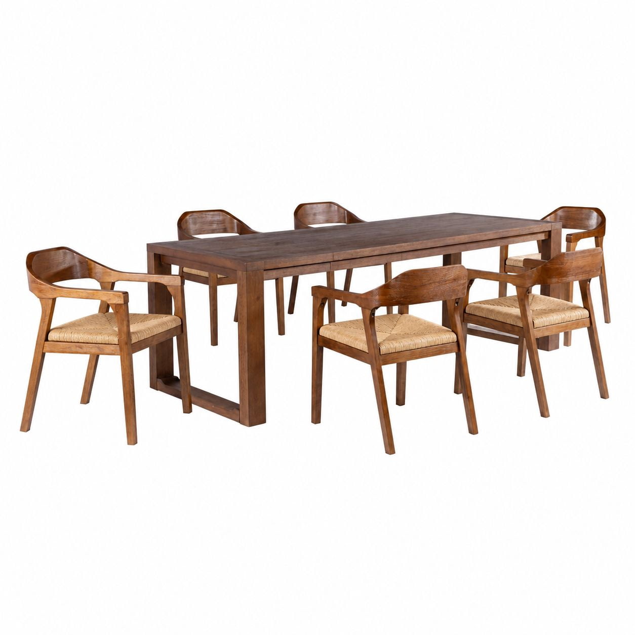 Rasmus 7pc Rush Dining Set - Chestnut Wire-Brush Finish