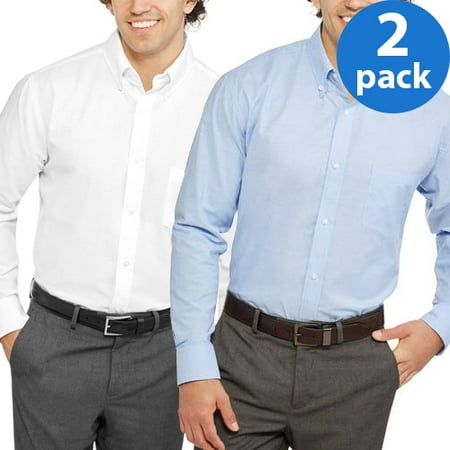 - Big Mens Long Sleeve Oxford Shirt, 2 Pack