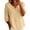 Yellow, variant on hoksml Women's Cotton Collared Blouse, 3/4 Sleeve Henley Button Tunic Top, Casual Loose Fit Solid Color Shirt