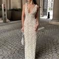 thumbnail image 2 of Kilaqueen Wedding Guest Dress 3D Flowers V Neck Bodycon Sexy Nightclub Party Dress Sexy Nightclub Evening Cocktail Party Formal Midi Dress, 2 of 7
