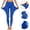 Blue, variant on High Waist Yoga Pants with Pockets Butt Lifting Tummy Control No See Through Buttery Soft Workout Running Yoga Leggings for Women Blue XXL