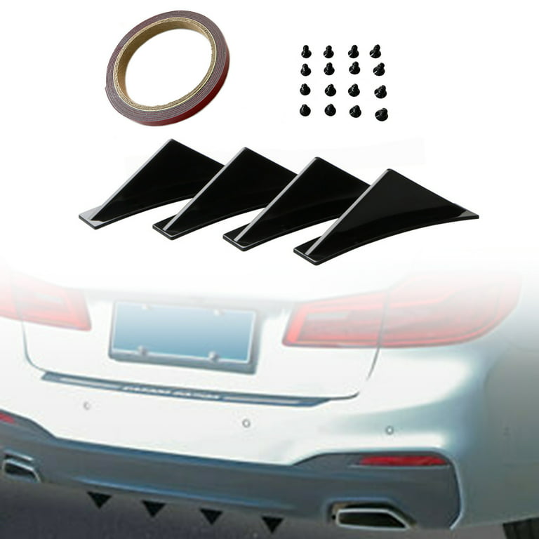 XWQ 4Pcs Car Rear Spoiler Universal Durable ABS Triangle Curved Surface  Rear Bumper Spoiler for Automobile 