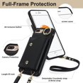 thumbnail image 5 of Phone Case for iPhone 7plus 8plus 7/8 Plus Wallet Cover with Screen Protector Ring Stand Card Holder Slot Crossbody Strap Lanyard Leather Cell i Phone7s 7s + 7+ 8s 8+ Phones8 7p 8p Women Girls Black, 5 of 13
