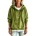 thumbnail image 6 of Fewfanhot Womens Tops Casual Loose-fitting Long-sleeved Knitted Velvet Hooded Sweatshirt Top, 6 of 9