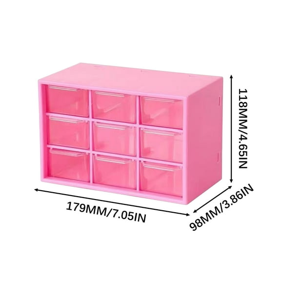 Large Storage Drawers 9-Compartment Drawer Storage Box 17.9x9.8x11.8cm, Stationery Jewelry Cosmetics Organizer with Stickers, Decorative Storage Boxes