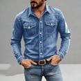 thumbnail image 5 of Fwqbns Men's Western Button Down Long Sleeve Denim Shirt, Lightweight Stretchy Fabric, Casual & Outdoor Wear, Available in Multiple Colors, 5 of 9