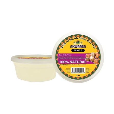 Akwaaba African Shea Butter Solid White | 8 oz | 100% Natural Unrefined Shea Butter | Rich Moisture Care | For Skin, Hair & Body | 227 g