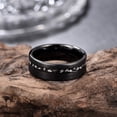 thumbnail image 3 of Vakki 8mm Black Men's Tungsten Carbide Brushed Sand Inlaid Gibeon Meteorite Shard Ring Size 7-12, 3 of 4