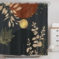 thumbnail image 2 of Black Burgundy Boho Mid Century Shower Curtain for Bathroom Decor 72Wx72H Modern Abstract Gold Leaves Minimalist Geometric Arch Art Printed Fabric Polyester Waterproof 12 Pack Plastic Hooks, 2 of 6