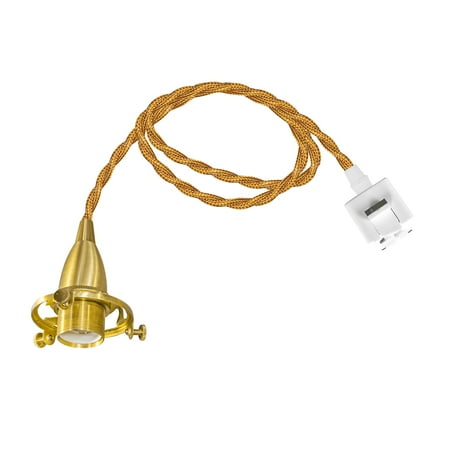 

KAYYELAMP 23.6 inches Gold Twisted Cord Brass E12 Base J-Type Track Light Vintage Design for Kitchen Dining Room Loft Home(No Bulb Track)