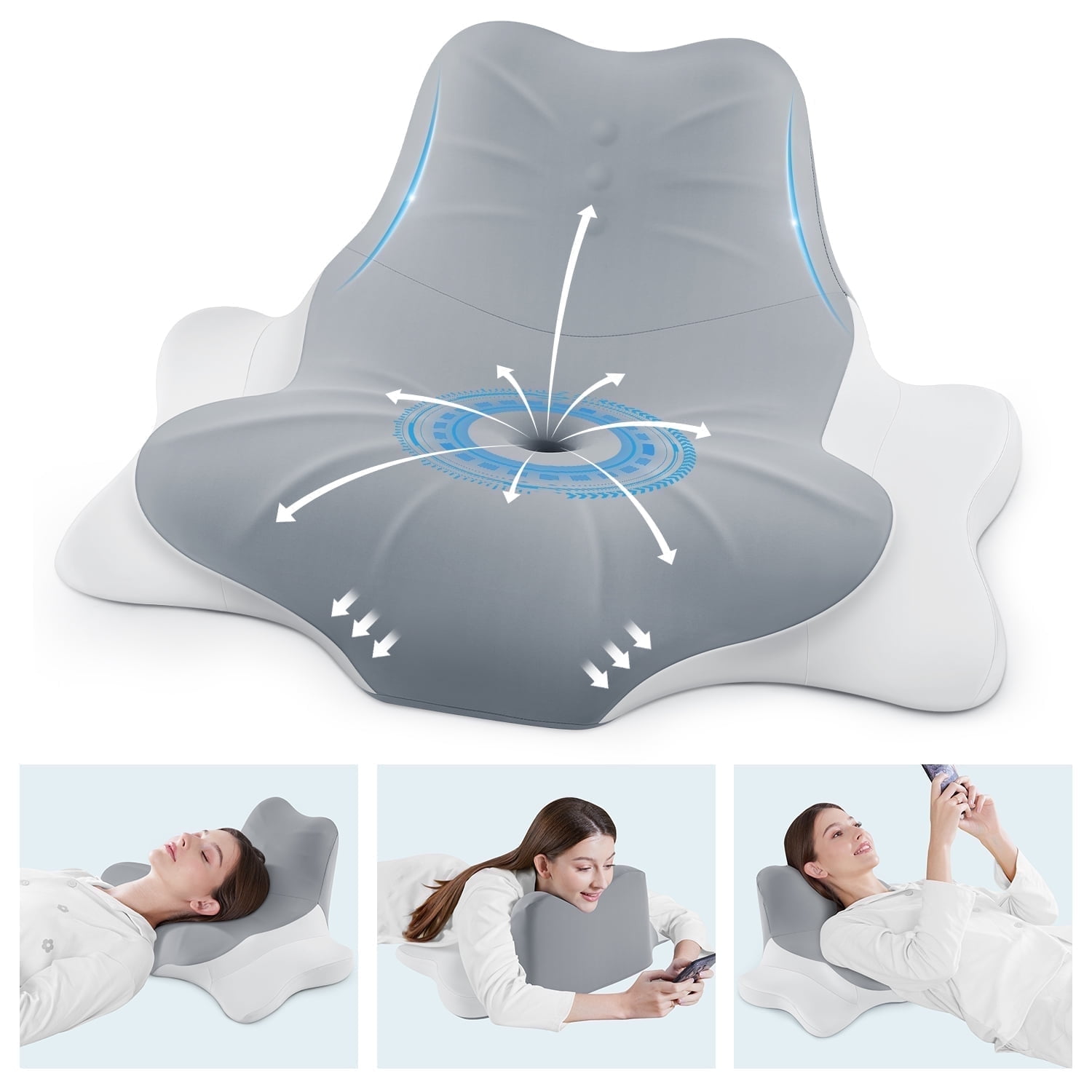 MOONORAH Memory Foam Wedge Pillow - Medium Firm Support - Gray