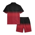 thumbnail image 4 of Hearthz Men's 2 Piece Short Sets Gradient Print Short Sleeve Button Down Shirt and Shorts Set Summer Casual Tracksuit with Pockets, 4 of 6
