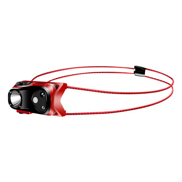 Lámpara De Cabeza Mini linterna frontal USB portátil con sensor superbrillante (rojo)