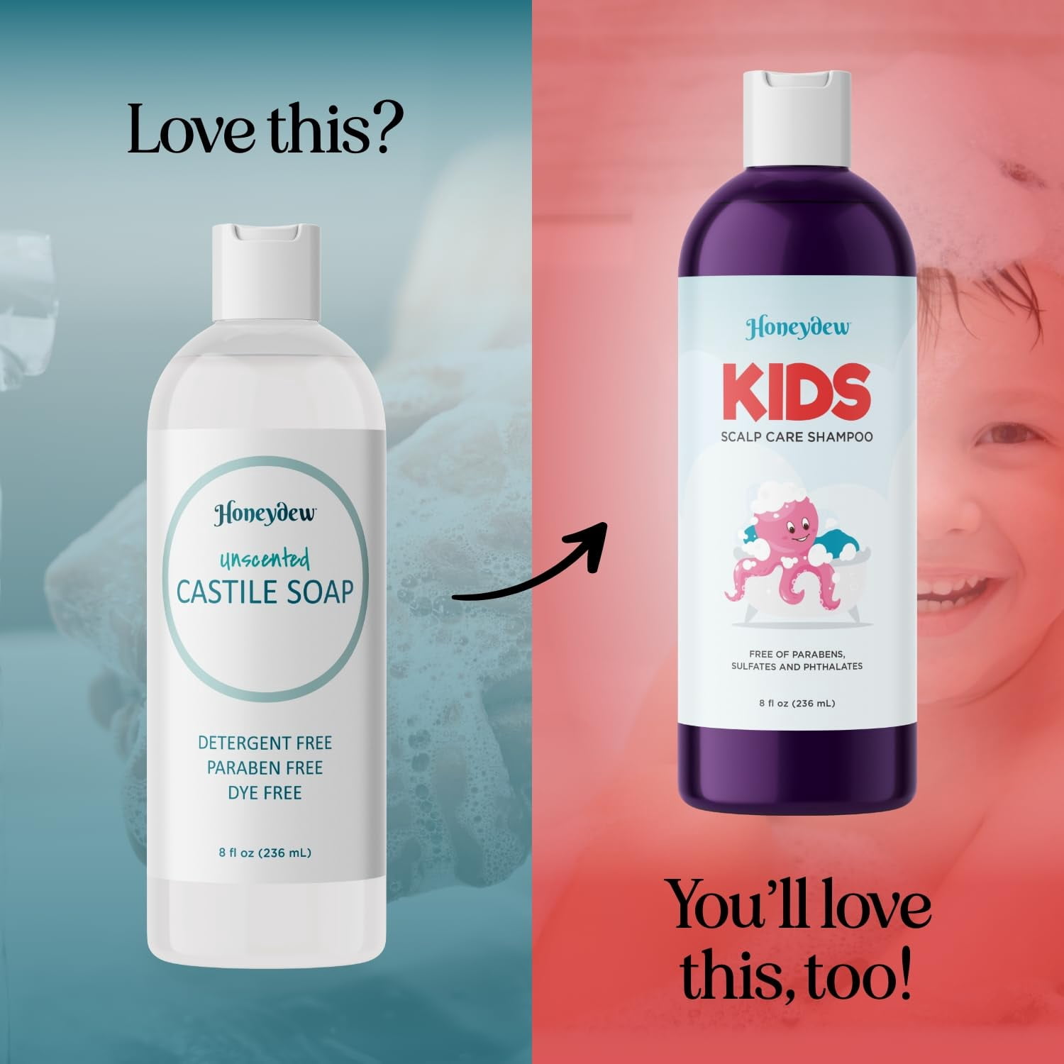 Pure Castile Soap for Sensitive Dry Skin Care - All Purpose Unscented Castile Soap and Bath Liquid Soap with Hydrating Glycerin for Skin and Hair Care 8 fl oz