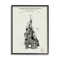 Stupell Industries Intricate Castle Blueprint Diagram Graphic Art Black Framed Art Print Wall Art, Design by Karl Hronek