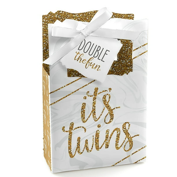It's Twins - Gold Twins Baby Shower Favor Boxes - Set of 12 - Walmart.com - Walmart.com