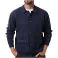 thumbnail image 2 of Wancir Men's Cardigan Sweater Casual Chunky Knit Pocket Lapel Collar Button Down Long Sleeve Sweater Fall Winter 2024, 2 of 9