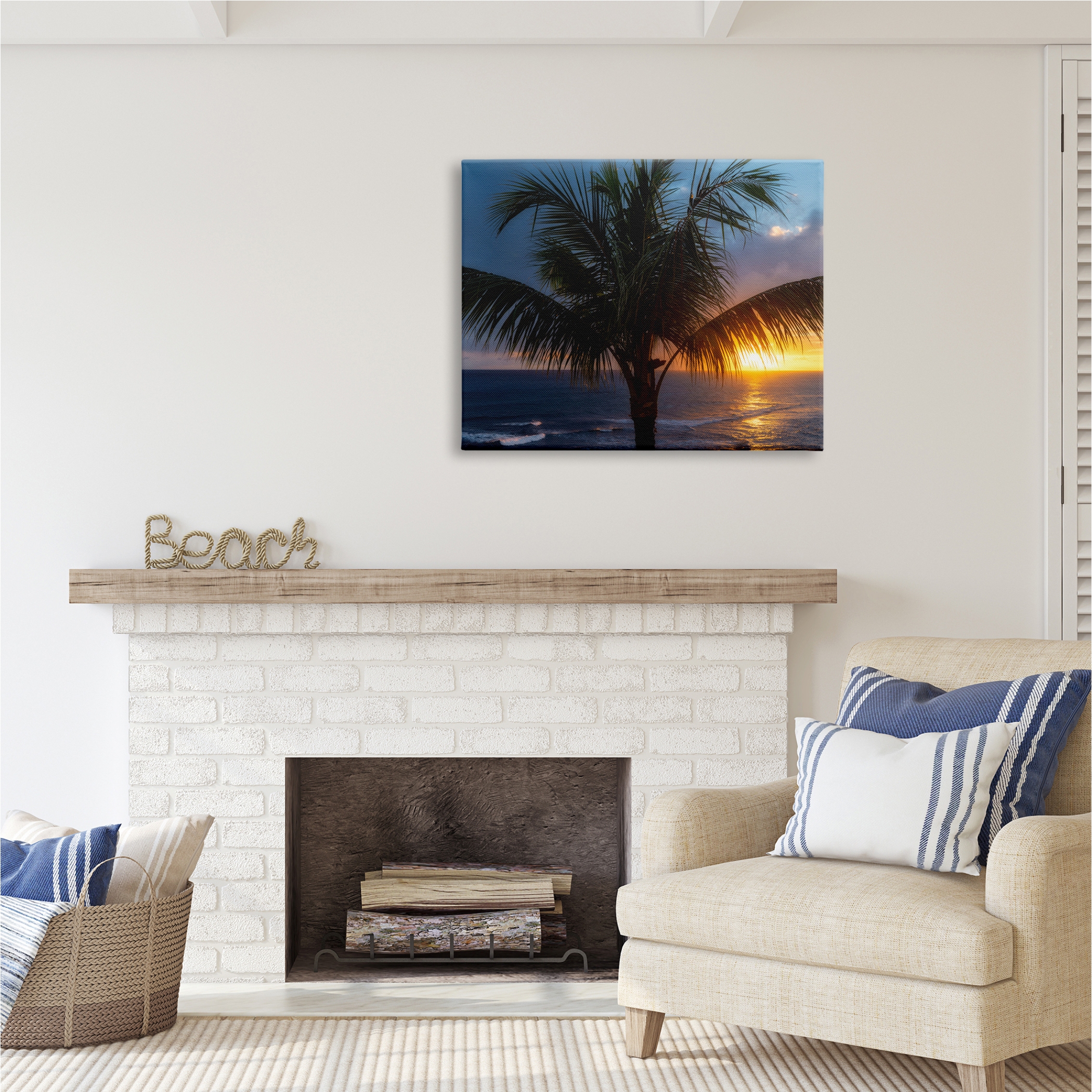 Stupell Industries Tropical Palm Sunset Nature Photography Gallery Wrapped Canvas Print Wall Art, 40 x 30