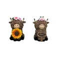 thumbnail image 5 of Highland Cow Resin Figurine with Floral Accent, Farmhouse Tabletop Decor, Rustic Home Accent, 6.69 Inch, 5 of 7