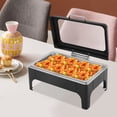 thumbnail image 5 of Chafing Dish, 9L Black Rectangular Chafer, 201 Stainless Steel, Alcohol Burner, Hydraulic Hinge Soft Close Lid, for Hotel Wedding Party, 5 of 11