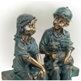 thumbnail image 6 of Alpine Corporation 16" Tall Indoor/Outdoor Girl and Boy Sitting on Bench with Puppy Statue Yard Art Decoration, 6 of 12