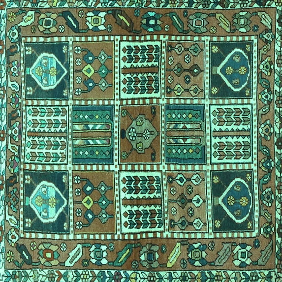 Ahgly Company Machine Washable Indoor Square Persian Turquoise Blue Traditional Area Rugs, 4' Square