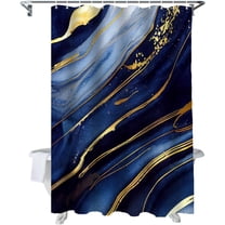 Shower Curtain Blue Marble Shower Curtains for Bathroom Decor Gold Edge Texture Shower Curtain Sets with Hooks Waterproof Fabric Bath Curtain Small Stall 36" X 72"