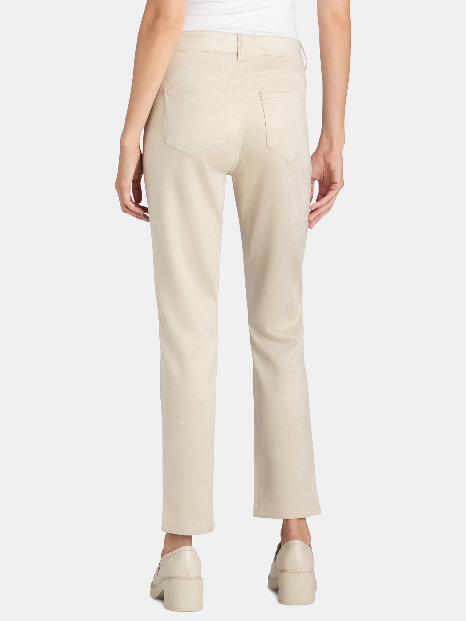 Time and Tru Women's and Women’s Plus Faux Suede Straight Leg Pants, Sizes 2-20