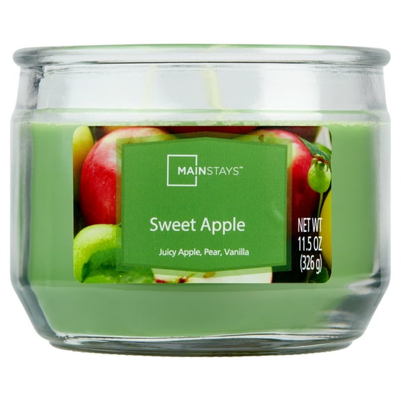 Mainstays Sweet Apple Scented 3-Wick Glass Jar Candle, 11.5 oz.