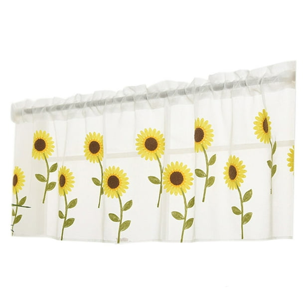 Cortinas de girasol bordadas Wosthever decoración de sala de estar barra de Cortina corta
