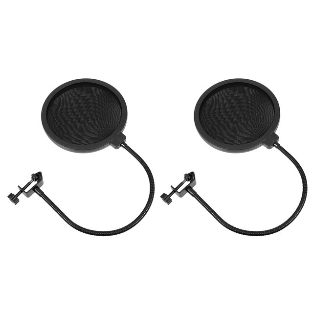 unbranded 2Ud Anti Pop Para Micrófono Negro Con Clip Para Protección Y Reducción De Ruido En Grabaciones