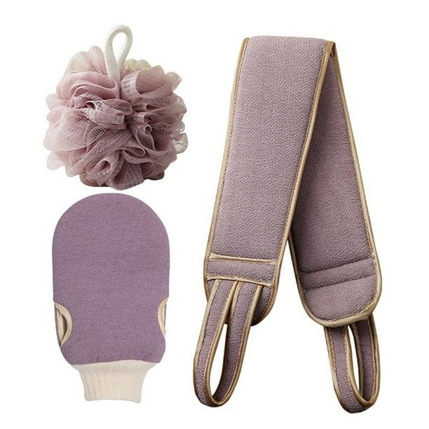 Juego de toallas de baño con forma de bola y tiras para la espalda, esmeriladas, para el hogar (tiras para la espalda, bola de baño y toalla color café morado)