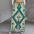 thumbnail image 2 of Geometric Pattern Rug Design Women's Casual Wide Leg Pants Comfort Pockets Elastic Waist Loose Fit Pants, 2 of 7