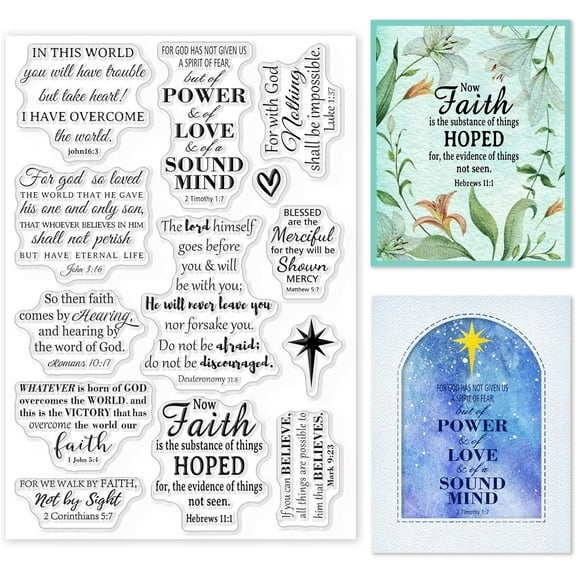 Christian Clear Stamps for Card Making Decorative Inspirational Words Easter Transparent Silicone Stamp for DIY Scrapbooking Embossing Paper Card Album Decoration Craft 6.3x4.3inch White