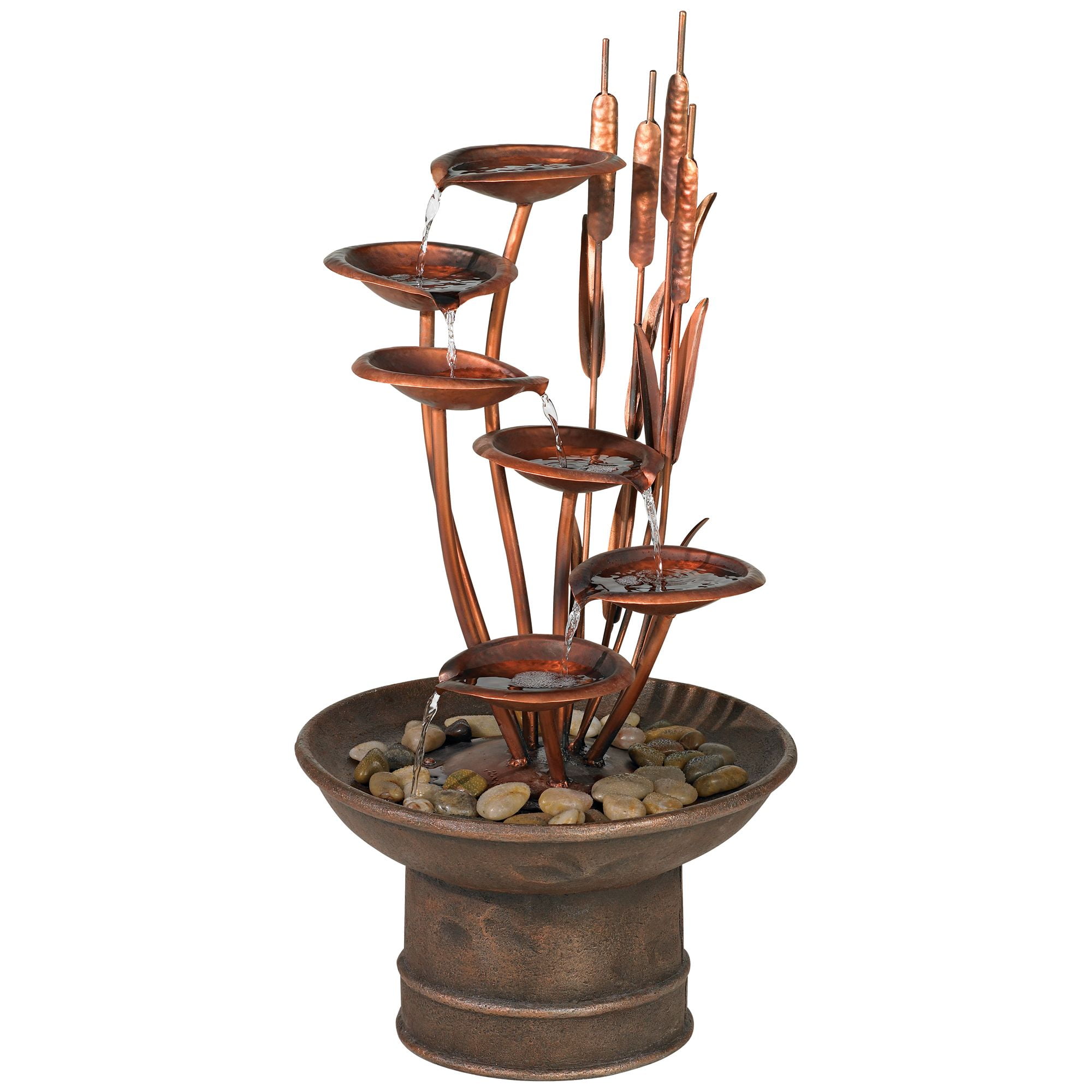 Ashton Water Lilies and Cat Tails 33" High Large Asian Indoor Outdoor Decor Resin Floor Fountain Outside