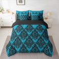 thumbnail image 2 of Manfei Damask Floral 7-Piece Twin Bedding Set,Geometric Stripe Bohemian Skull,Breathable Reversible Decor For Adults, 2 of 8