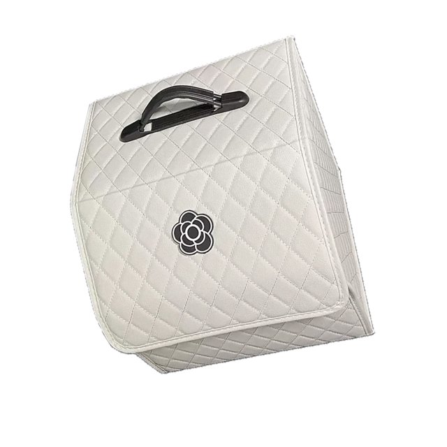 Car Trunk Storage Box, Car Trunk Storage Organizer High Capacity Multipurpose Pu Leather Portable Trunk Storage Box with Lid for Car