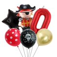 thumbnail image 1 of Globos de papel de aluminio con temática pirata para niños, suministros de decoración para fiesta de cumpleaños, Halloween, Baby Shower, color rojo y negro, 6 piezas, 1 of 4