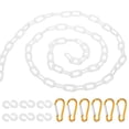 thumbnail image 1 of Cadena de barrera de seguridad de plástico de 20 pies Uxcell con 6 ganchos en S y 6 clips, blanca, 1 of 5