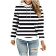 thumbnail image 3 of DDAPJ pyju Womens Fleece Hooded Sweatshirt Striped Print Long Sleeve Kangaroo Pocket Hoodies Fall Pullover Sweatshirts Black XXXL, 3 of 6